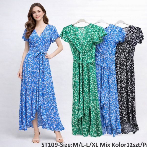 Sukienki damskie Roz M/L-L/XL,  Mix Kolor .Paczka 12 szt 1